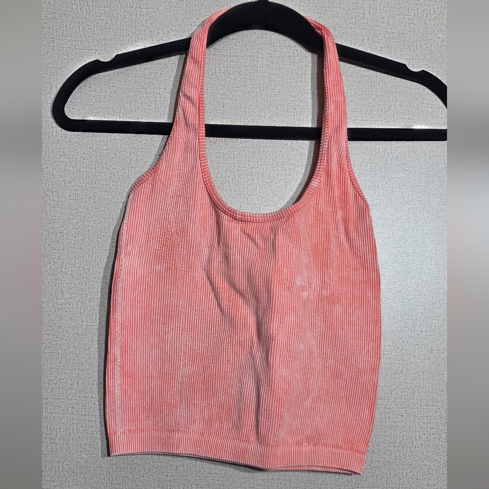 American Eagle Outfitters Coral Ribbed Tank Top